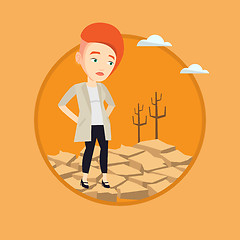 Image showing Sad woman in the desert vector illustration.
