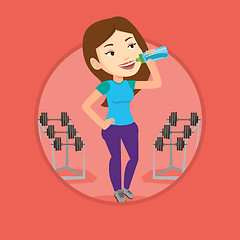 Image showing Sportive woman drinking water vector illustration.