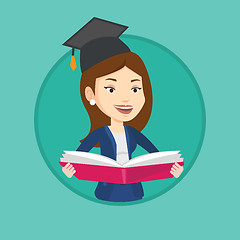 Image showing Graduate with book in hands vector illustration.