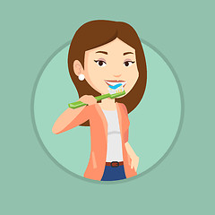 Image showing Woman brushing her teeth vector illustration.