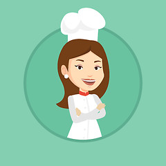Image showing Confident female chef with arms crossed.