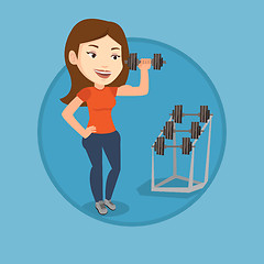 Image showing Woman lifting dumbbell vector illustration.