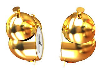 Image showing Old style of Gold Shiny alarm clock. 3d illustration