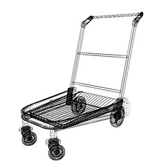 Image showing Trolley for luggage at the airport. 3D illustration.