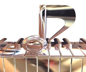 Image showing Chrome note on a piano. 3D illustration