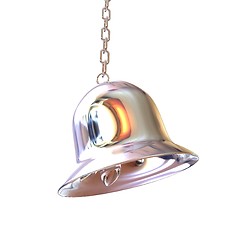 Image showing Shiny metal bell isolated on white background. 3d illustration