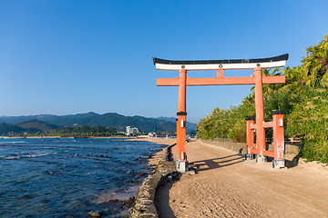 Image showing Red Torii in Aoshima Shrine