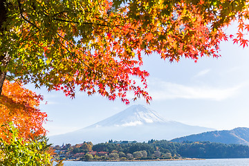 Image showing Lake Kawaguchi and Mount Fuji in Autumn