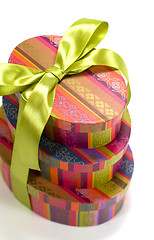 Image showing pyramid of colorfull gift boxes