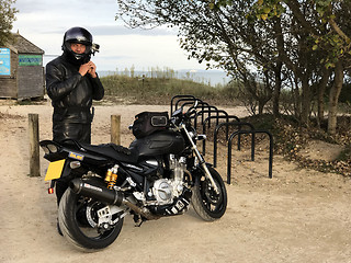 Image showing Yamaha Motorcycle and Motorbike Rider 