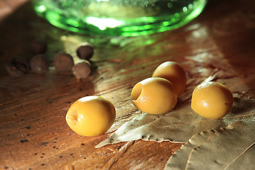 Image showing green olives with other spices