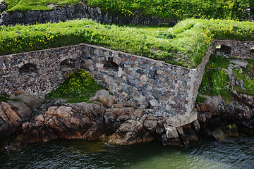 Image showing stone walls of Suomenlinna fortress on the shore of the Baltic S