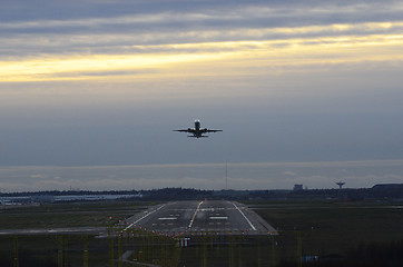 Image showing takeoff aircraft at the airport