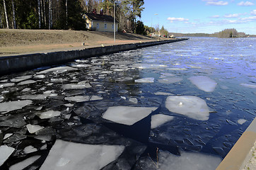 Image showing ice-field on the channel in winter