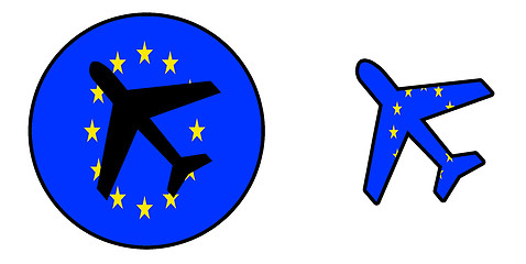 Image showing Nation flag - Airplane isolated - European Union