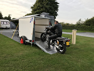 Image showing Motorbike and Secure Trailer