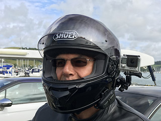 Image showing Motorbike Rider with Go Pro Hero 4 Camera