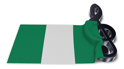 Image showing clef symbol symbol and flag of nigeria - 3d rendering