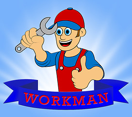 Image showing Workman Laborer Displays Building Worker 3d Illustration