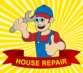 Image showing House Repair Man Represents Fixing House 3d Illustration