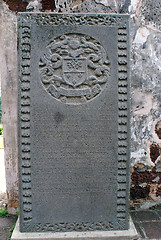 Image showing Grave stone and wall