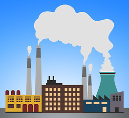 Image showing Polluted Factory Showing Refinery Smoke 3d Illustration