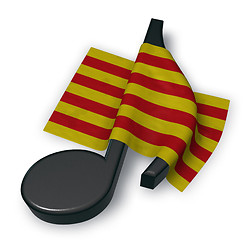 Image showing music note symbol symbol and flag of catalonia - 3d rendering