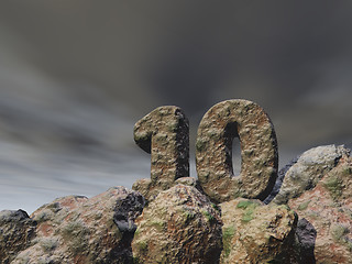 Image showing number ten rock under dark sky - 3d illustration