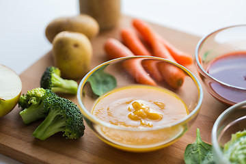 Image showing vegetable puree or baby food in glass bowl