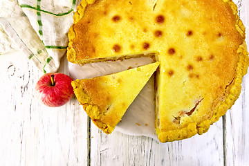 Image showing Pie apple with sour cream on light board top