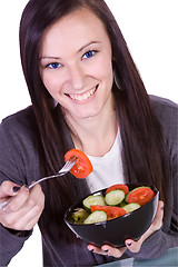 Image showing Beautiful Girl Eating Salad