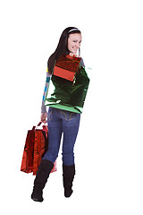 Image showing Isolated shot of a Beautiful Girl with Shopping Bags