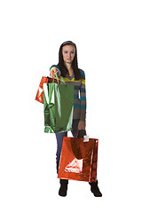 Image showing Isolated shot of a Beautiful Girl with Shopping Bags