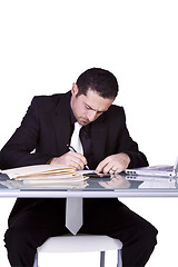 Image showing Businessman at His Desk Working