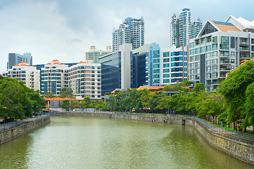 Image showing Singapore modern architecture along river