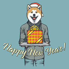 Image showing Dog vector illustration celebrating new year