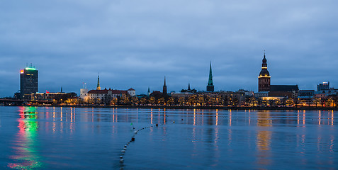 Image showing View from the Daugava embankment to the evening Riga