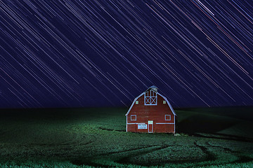 Image showing Star Trail Night Time Lapsed Exposure in Palouse Washington