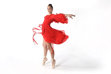 Image showing Talented Ballet Dancer in Studio on White Background