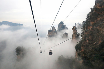 Image showing The Tianmen Mountain Cableway, Longest Mountain Cableway in the 