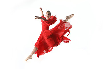 Image showing Talented Ballet Dancer in Studio on White Background