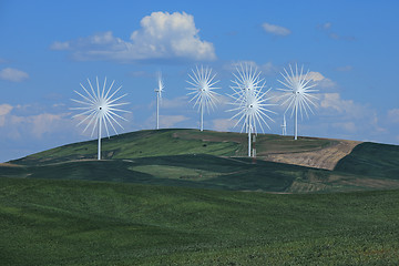 Image showing Multiple Wind Turbines in Palouse Washington Time lapsed for Fun