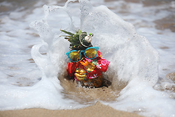 Image showing Hilarious Pineapple With Personality in the Ocean in Maui