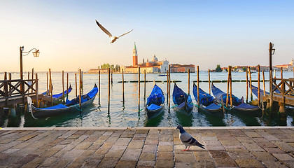 Image showing Gondolas and San Giorgio