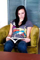 Image showing Cute Teen Girl Reading a Book