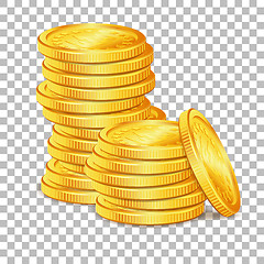 Image showing Stack of Gold Coins on transparent background