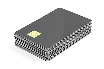 Image showing Stack with blank plastic cards with chip