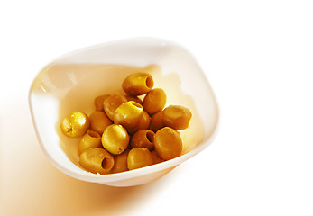 Image showing marinated olives in teabowl
