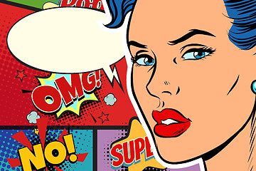 Image showing Close-up beautiful face pop art woman