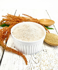 Image showing Flour amaranth in bowl with flower on light board